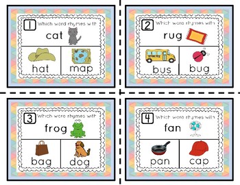 Rhyming Short Vowel Task Cards by Teaching Simply | TPT
