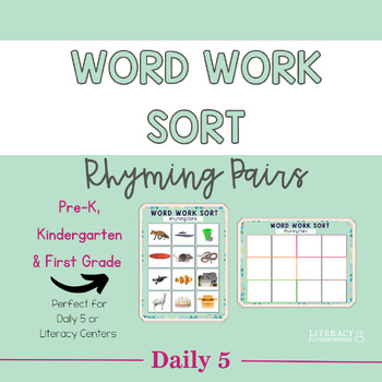 Preview of Rhyming Pairs Word Work Activity Sort