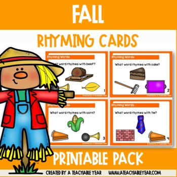 Preview of Rhyming Task Cards  Fall  Great for ESL/EFL Free
