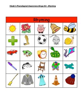 Rhyming Word Bingo by Vlada Rahim | TPT