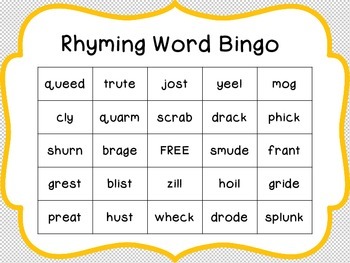 Rhyming Word Bingo With Nonsense Words By Life In Second Grade Tpt