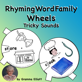 Preview of Tricky Words Rhyming Wheels for home and school learning