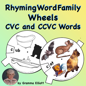 Preview of CVC Rhyming Word Family Wheels for home and school learning EASY ASSEMBLY