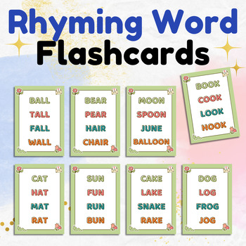Preview of Rhyming Word Flashcards - Vocabulary and Phonics Skills