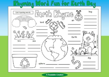 Preview of Earth Day Freebie - Rhyming Word Fun