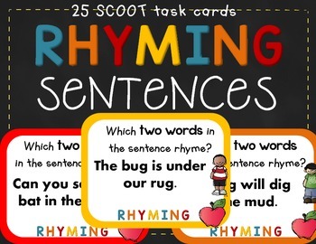 Preview of Rhyming Word Sentences Task Cards