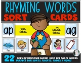 Rhyming Word Sort Cards {Word Families} for Kindergarten and First Grade
