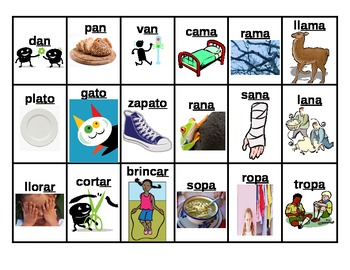 Preview of Rhyming Word Sort - Words in Spanish