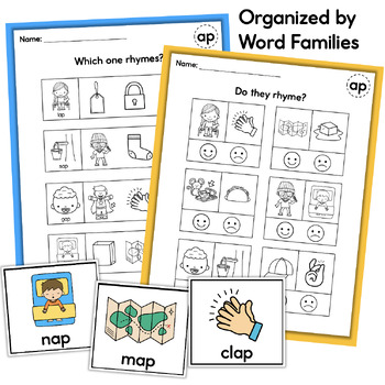 Rhyming Words Activities, Centers, & Worksheets for Kindergarten Reading