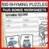 Rhyming Words Activities with Rhyming Worksheets and 100 Puzzles