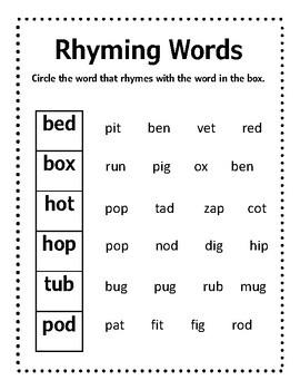 Rhyming Words Assessment by Activities in Wonderland | TPT