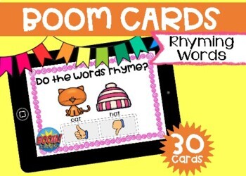 Preview of Rhyming Words BOOM Learning Cards - Distance Learning