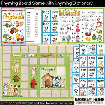 Preview of Rhyming Words Board Game with 40 entry Rhyming Dictionary