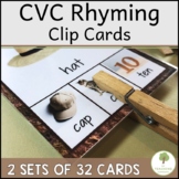 CVC Word Family Clip Cards - Rhyming words activity