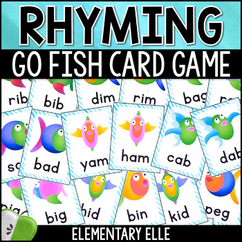 Preview of Rhyming Words Card Game | CVC Phonics Center Activity Task Cards