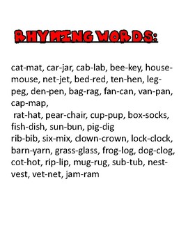 Rhyming Words Clip It Cards 36 Cards