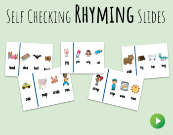 Preview of Rhyming Words FREEBIE Self Checking Slides Game Online Distance Learning 