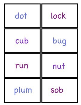 Rhyming Words Flash Cards 48 Cards Three and Four Letter Words | TpT