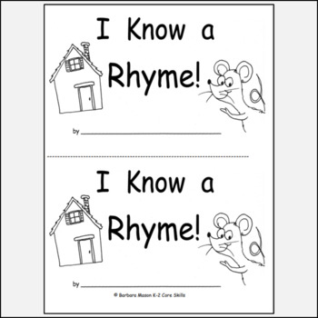 Preview of Rhyming Words Making Rhymes Activity Printable Book K.RF.2a