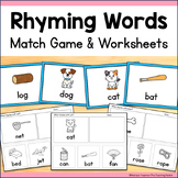 Rhyming Words Match Game & Cut and Paste Worksheets - Long