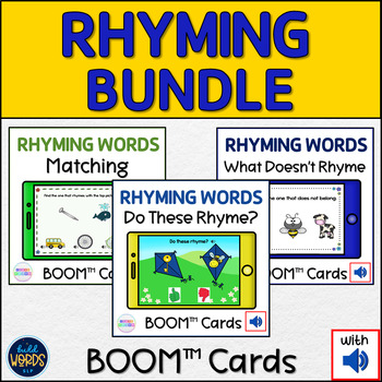 Preview of Rhyming Words with Pictures and Audio Activities BUNDLE BOOM Cards