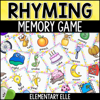 Rhyming Words Memory Game | Literacy Center Task Cards by Elementary Elle