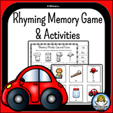 Rhyming Words Memory Game and Rhyming Worksheets