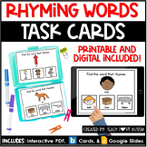 Rhyming Words | Phonics | Printable Task Cards | Boom Cards