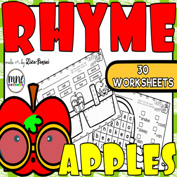 Preview of Rhyming Words Phonics Apple Rhymes Worksheets Pack