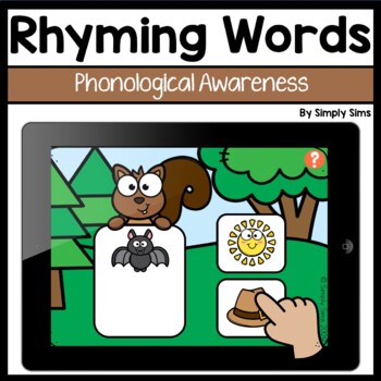 Preview of Rhyming Words Phonological Awareness | Boom Cards | Smart Board