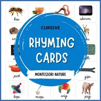 Preview of Rhyming Words Reading Practice Montessori Pink, Blue and Green Series Cursive