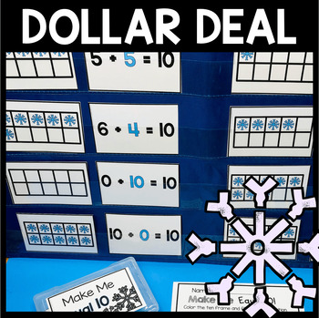 Preview of Missing Addend Task Cards - Addition Math Center - Adding within 10 Winter