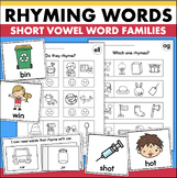 Kindergarten Rhyming Words Picture Cards CVC Word Families