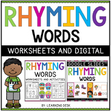 Rhyming Words Worksheets, Center & Google Slides™ Kinderga