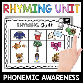 Preview of Rhyming Words Worksheets Centers Picture Cards Phonemic Awareness Prek Preschool