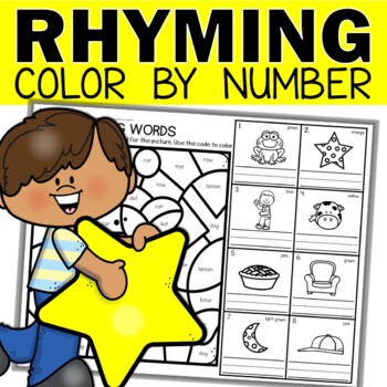 Preview of Rhyming Words Worksheets | Rhyming Words and Activities Color by Code
