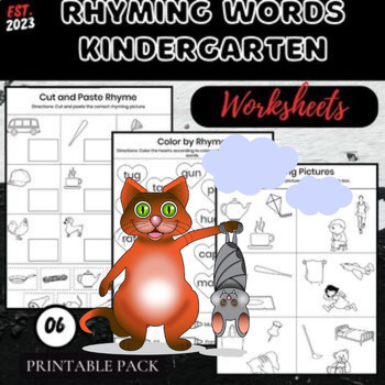 Preview of Rhyming Words Worksheets for Kindergarten