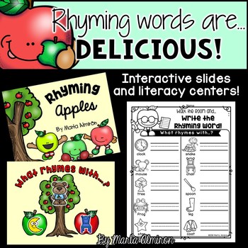 Preview of RHYMING WORDS are Delicious! {DIGITAL RESOURCE and Literacy Centers}