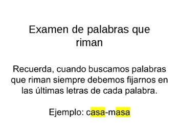 Rhyming Words in Spanish-Palabras que riman by Teachers Have Fun Too