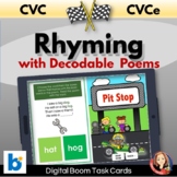 Rhyming Words with Decodable Passages Digital Boom Cards Activity