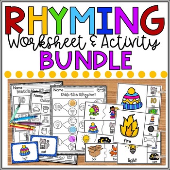 Preview of Rhyming Worksheet and Activity Bundle - Rhyming Centers