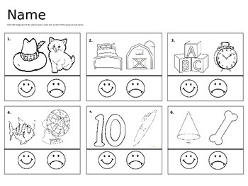 Preview of Rhyming Worksheets
