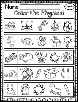 rhyming worksheets great for kindergarten home learning tpt