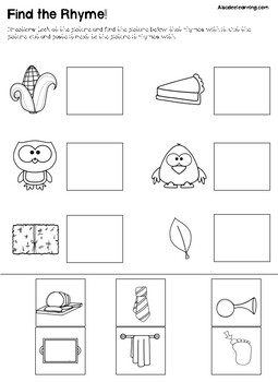 Rhyming Worksheets by ABCDeeLearning | TPT