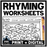 Rhyming Words Worksheets Bundle with CVC Words and Pictures