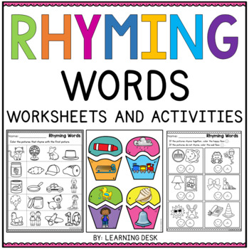 Preview of Rhyming Words Worksheets Kindergarten First Grade Phonics