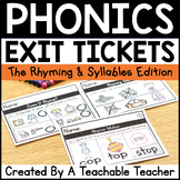 Rhyming and Syllables Exit Tickets