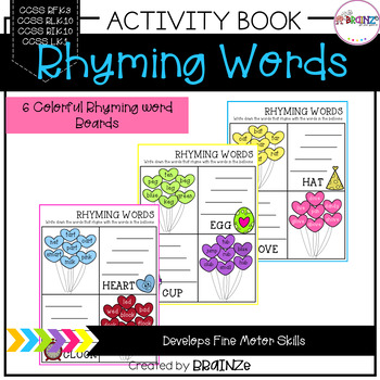 Preview of Rhyming words Worksheets | Heart Shaped Balloons