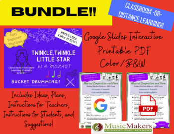 Preview of Rhythm & ABA Form BUNDLE! Bucket Drum & Build A Song| Google Slides/Printable