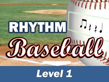 Preview of Rhythm Baseball PowerPoint Game for Music Class Level 1